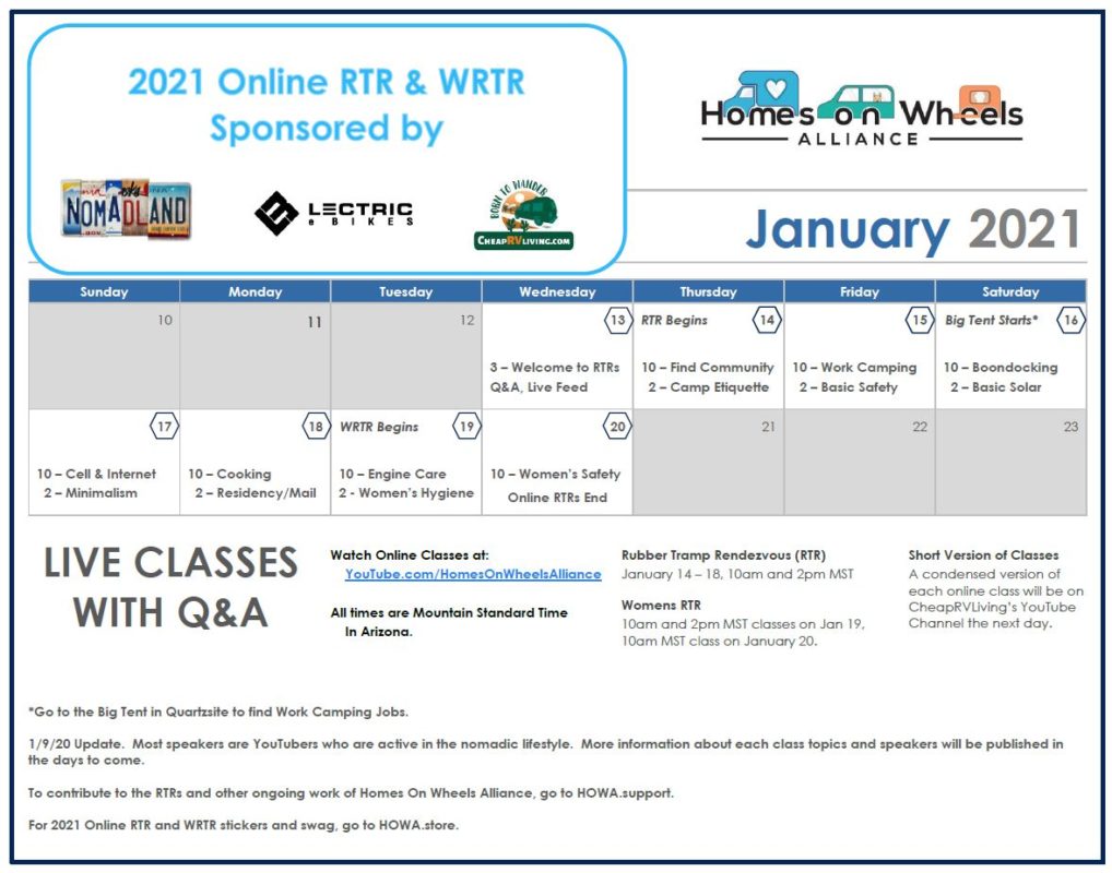 2021 Rubber Tramp Rendezvous (RTR) & Women’s RTR Homes on Wheels Alliance